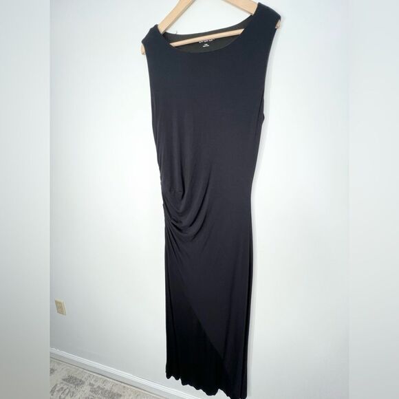 Soft Surroundings Here To Infinity Maxi Dress Sleeveless Black Side Ruching L - Picture 3 of 11